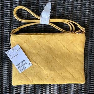 H&M Faux Suede Yellow Crossbody Purse